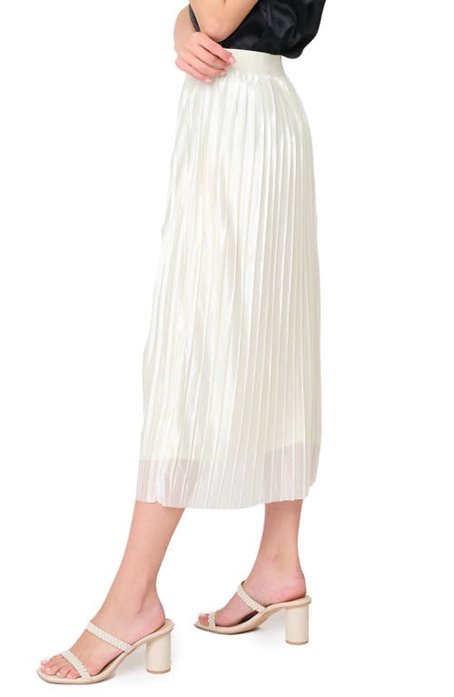 Gibsonlook Pleated Satin Midi A-line Skirt In Ivory