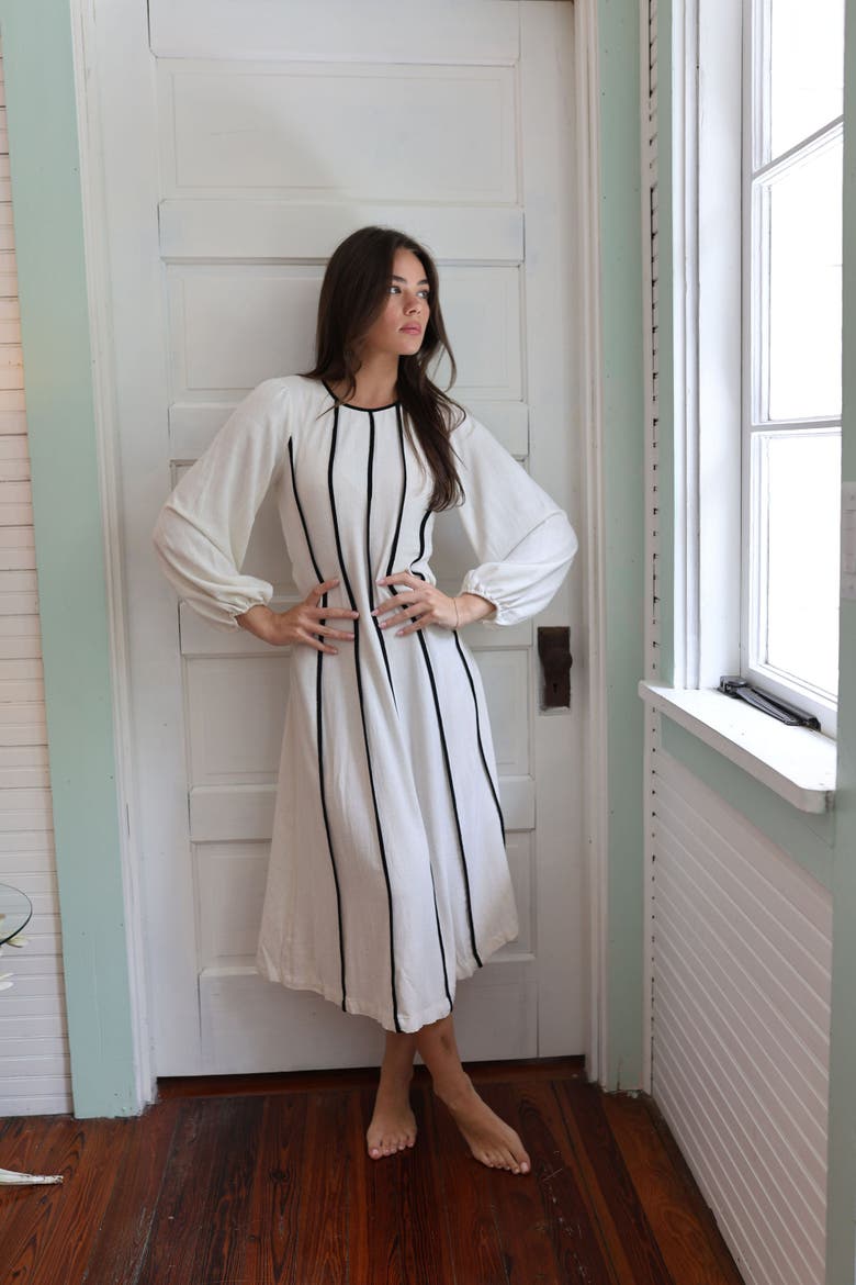 Maven Dress, Alternate, color, White / Black Stripes