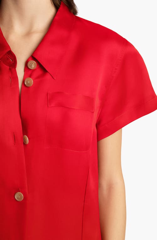 Khaite Effy Silk And Cotton-blend Organza Midi Shirt Dress In Raspberry