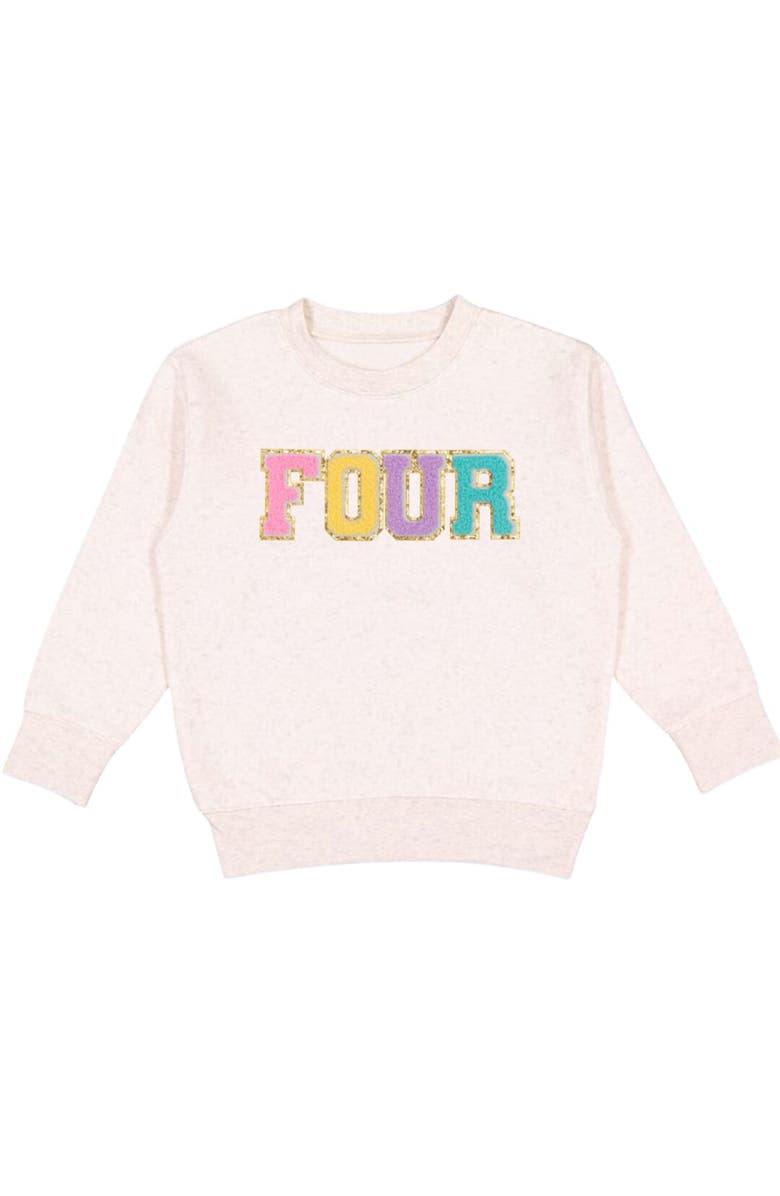 Sweet Wink Fourth Birthday Patch Sweatshirt, Main, color, 