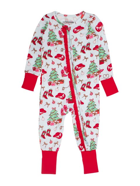 Girls SoftSnooze Holiday Convertible Ruffle One Piece Pajama