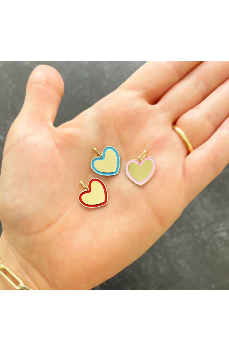 The Lovery Fine Jewelry Pink Enamel Golden Heart Charm, Alternate, color, Pink
