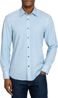 CONSTRUCT Slim Fit Diamond Geo Woven Long Sleeve Basic Shirt