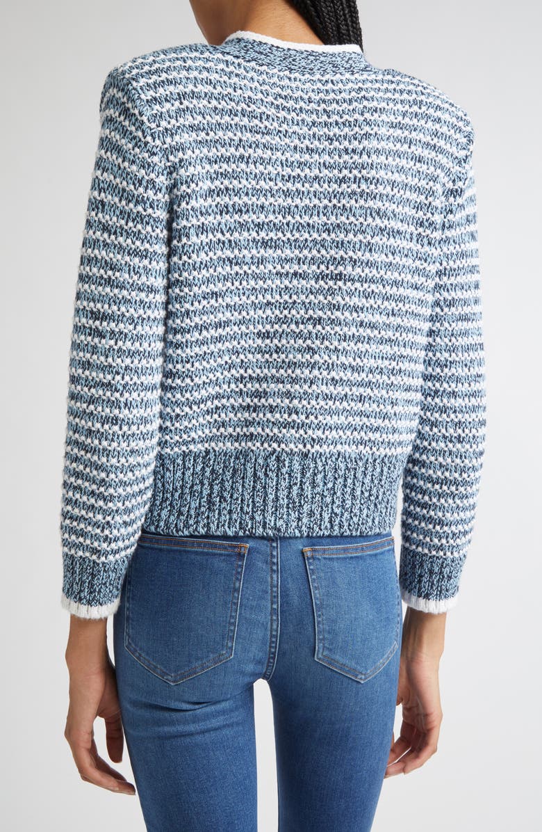 Veronica Beard Ansonia Stripe Cotton Cardigan, Alternate, color, Lake Mist Multi