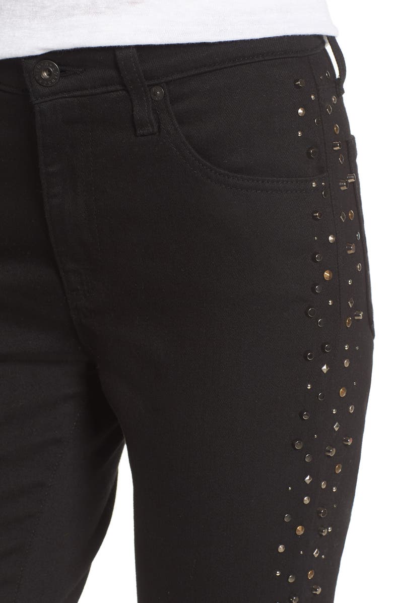 AG Isabelle High Waist Ankle Slim Straight Leg Jeans, Alternate, color, Super Black-Met