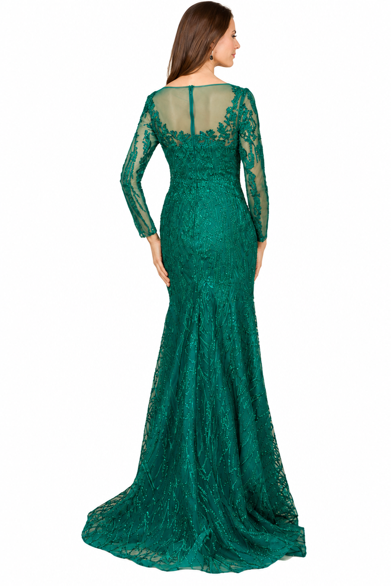 Beaded Faux-Wrap V-Neck Bridal Gown, Alternate, color, Green