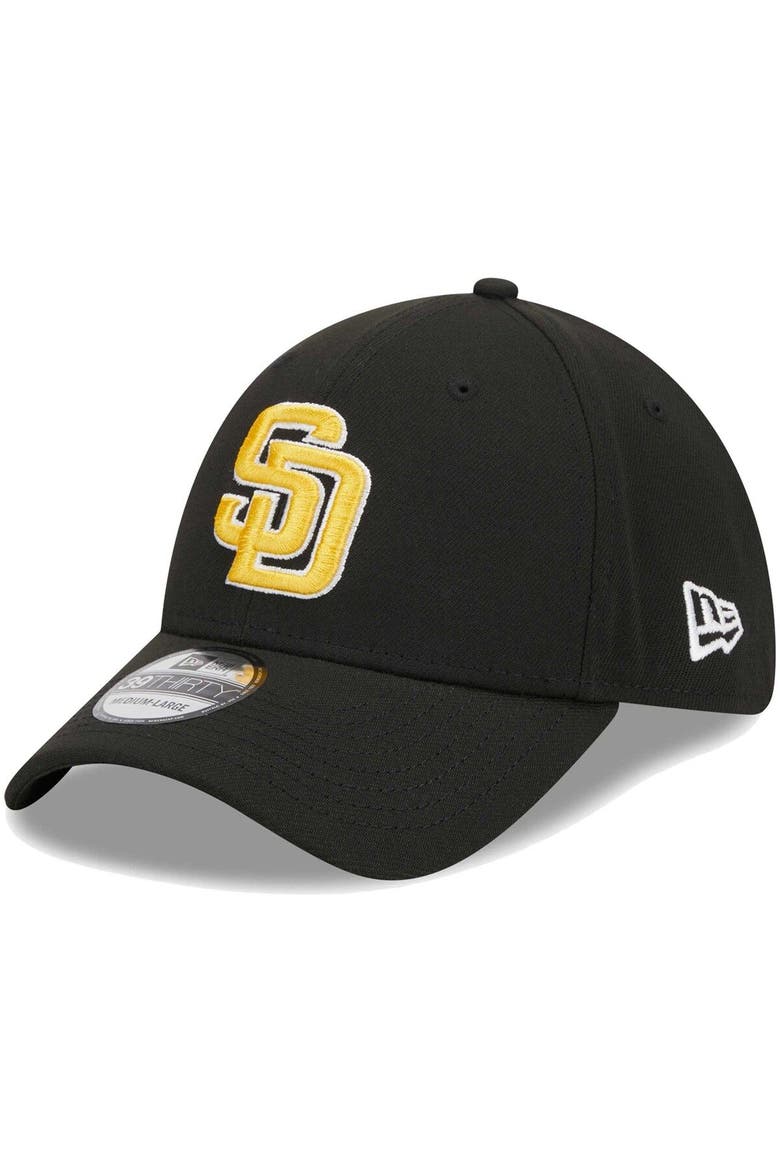 Men's New Era Black San Diego Padres Logo 39THIRTY Flex Hat, Main, color, Black