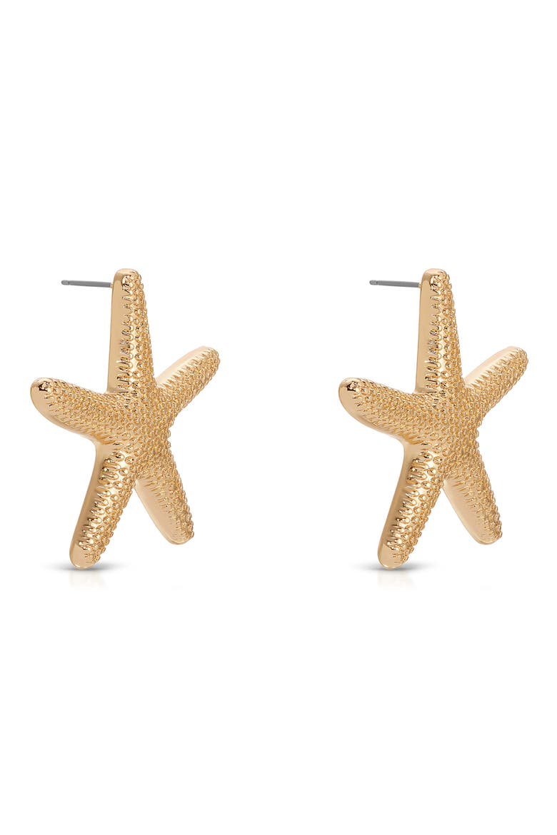 Large Starfish Stud Earrings, Alternate, color, GOLD