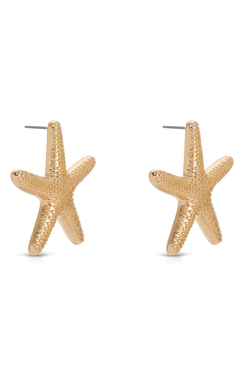 Ettika Large Starfish Stud Earrings, Alternate, color, Gold