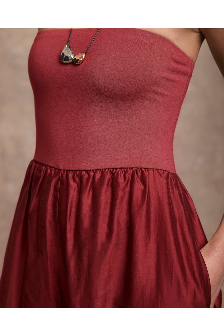 Bandeau Balloon Jumpsuit, Alternate, color, Burgundy