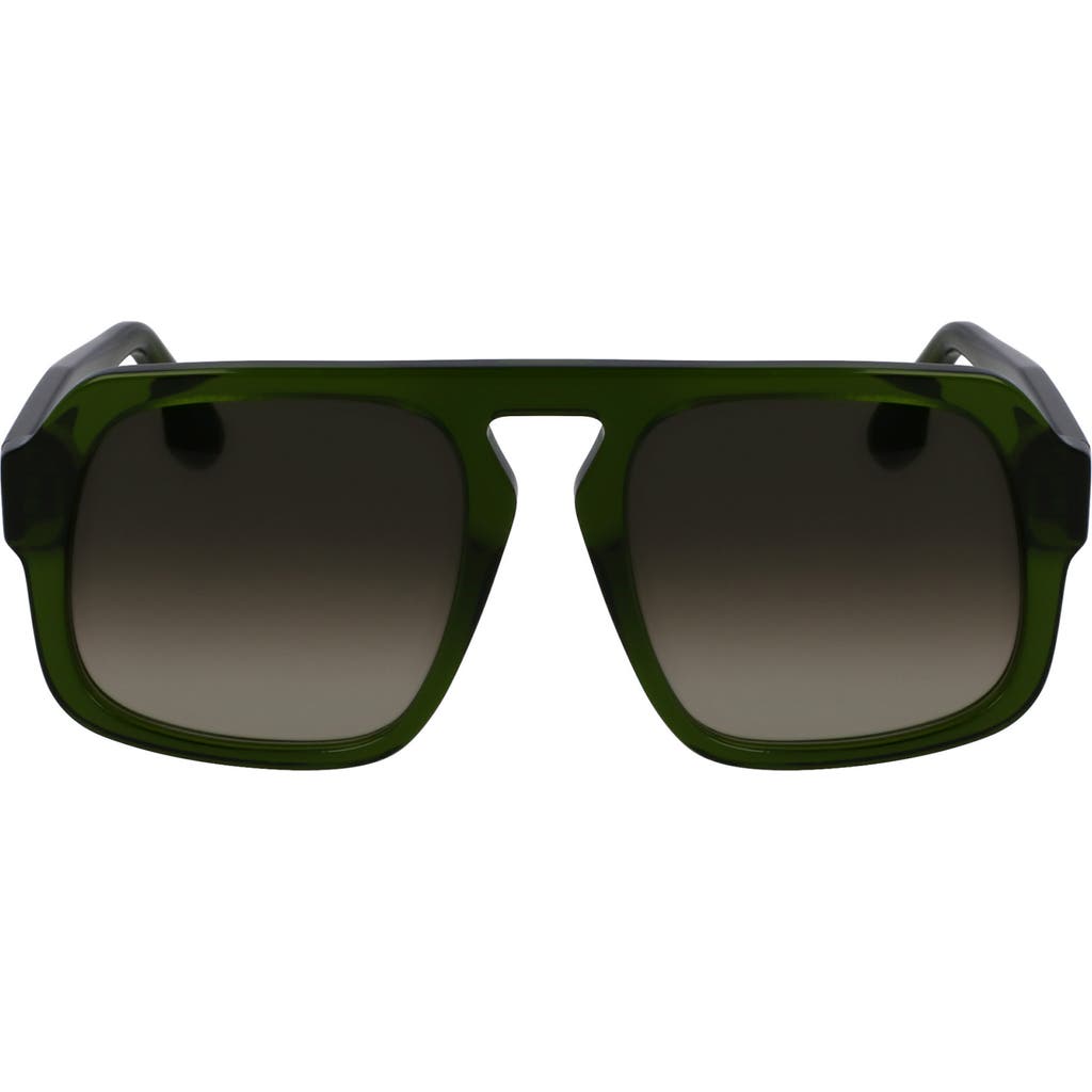 Victoria Beckham Chain Core Wire 53mm Gradient Modified Rectangular Sunglasses In Green