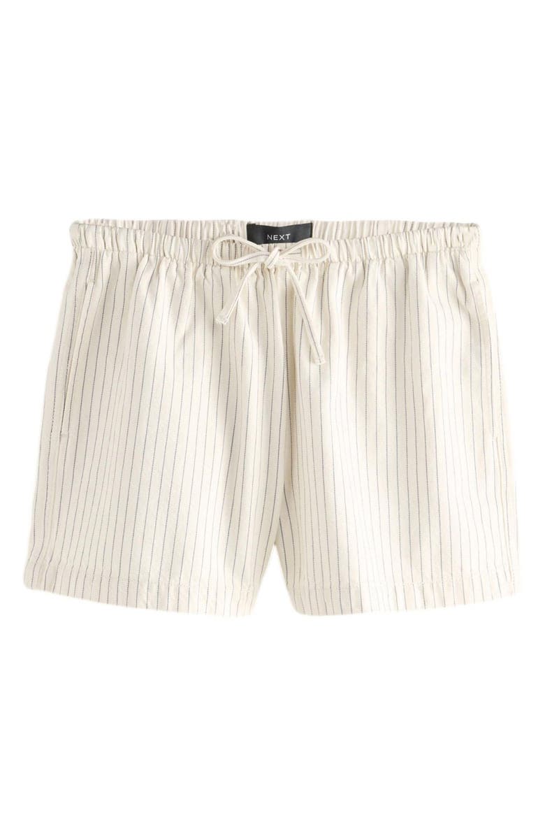 NEXT Pinstripe Cotton Drawstring Shorts, Alternate, color, White