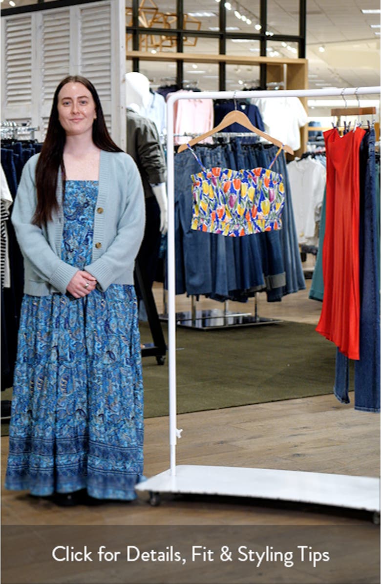 Tulip Print Ruffle Cotton Crop Top, sales video thumbnail