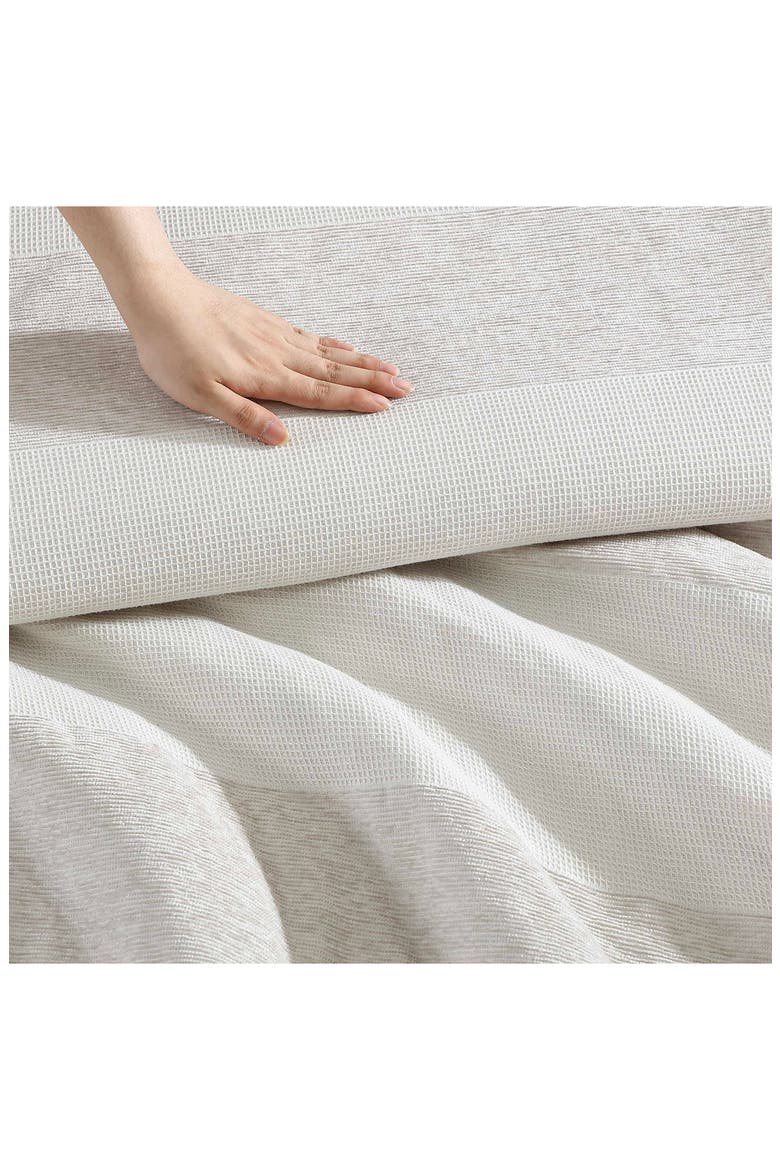 Chenille Waffle Stripe Duvet Set, Alternate, color, MOONLIGHT
