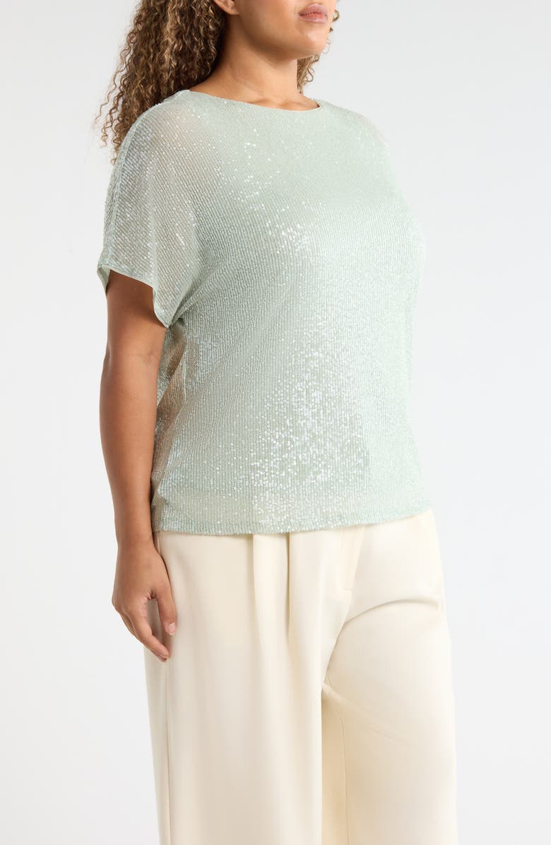 Anne Klein Sequin Dolman T-Shirt, Alternate, color, Soft Aloe