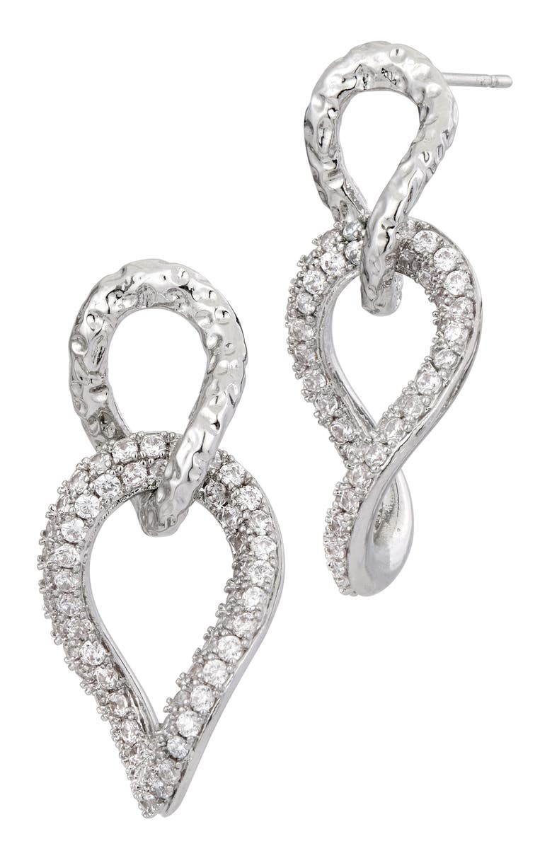 SAVVY CIE JEWELS Cubic Zirconia Twisted Link Drop Earrings, Main, color, White