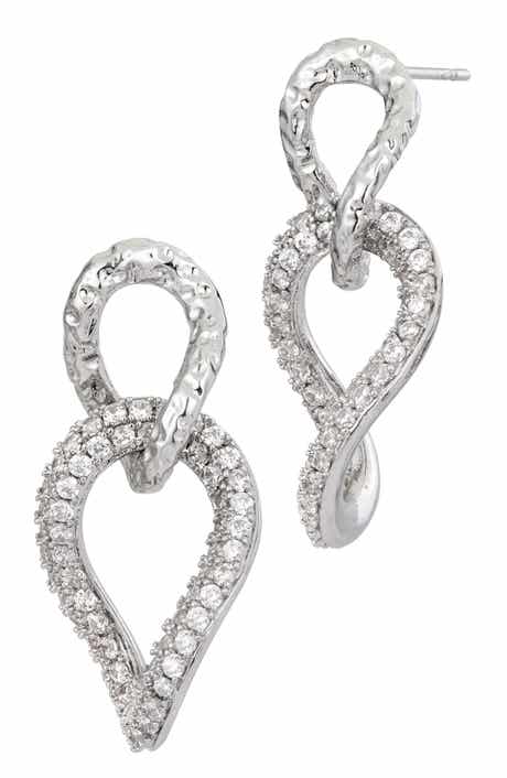 SAVVY CIE JEWELS Cubic Zirconia Twisted Link Drop Earrings