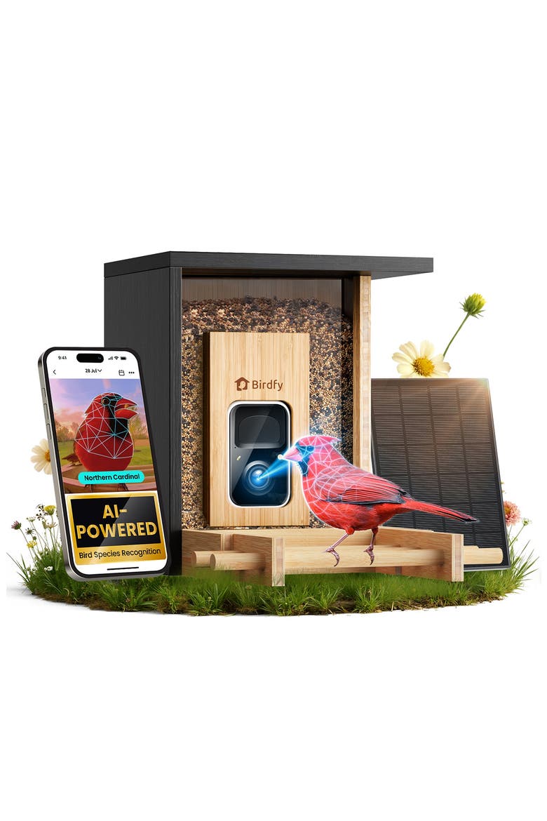 Bamboo Mini AI Solar Powered Bird Feeder, Alternate, color, NO COLOR