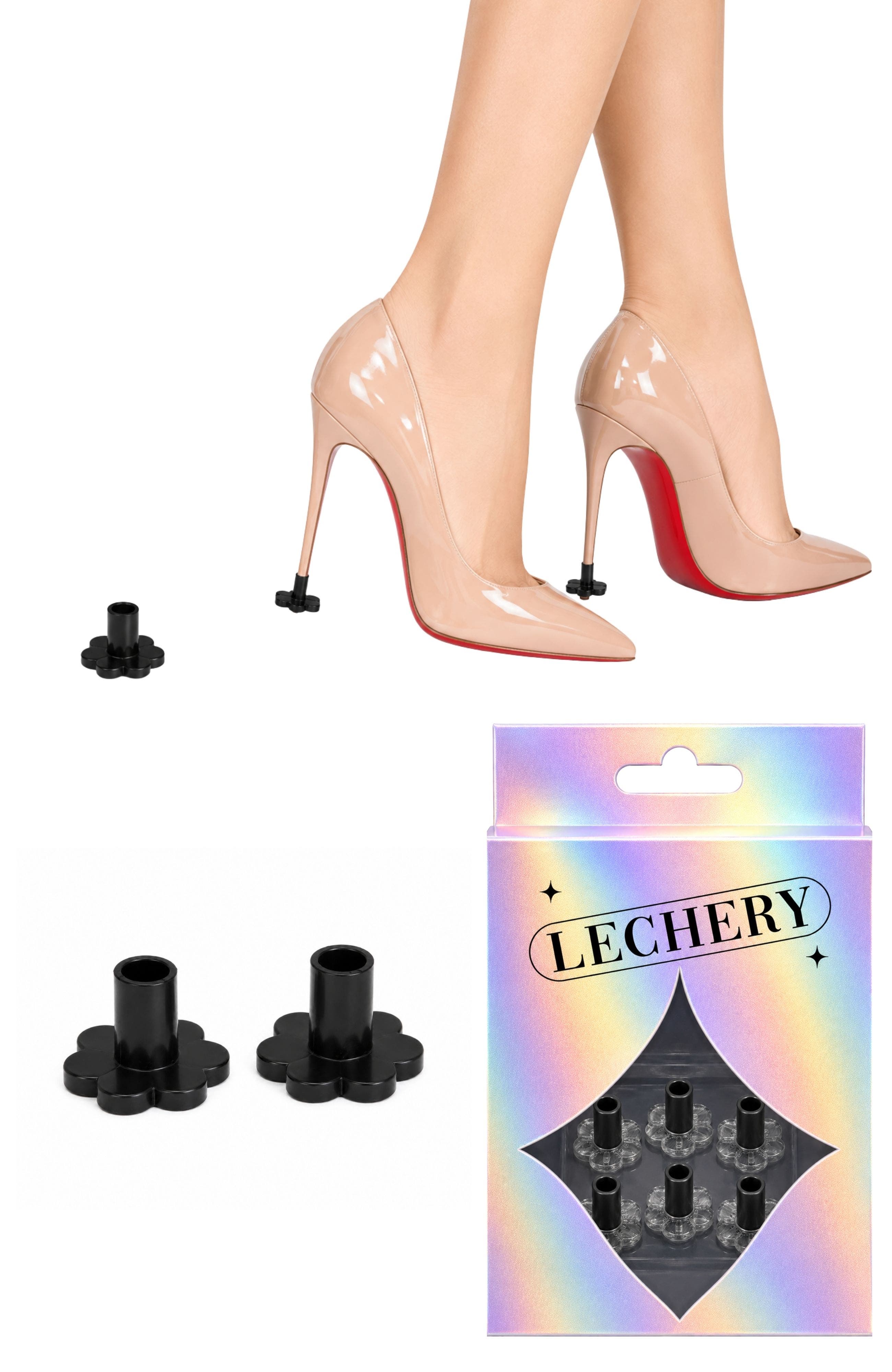 3 Pairs Flower Heel Protectors, Main, color, Black