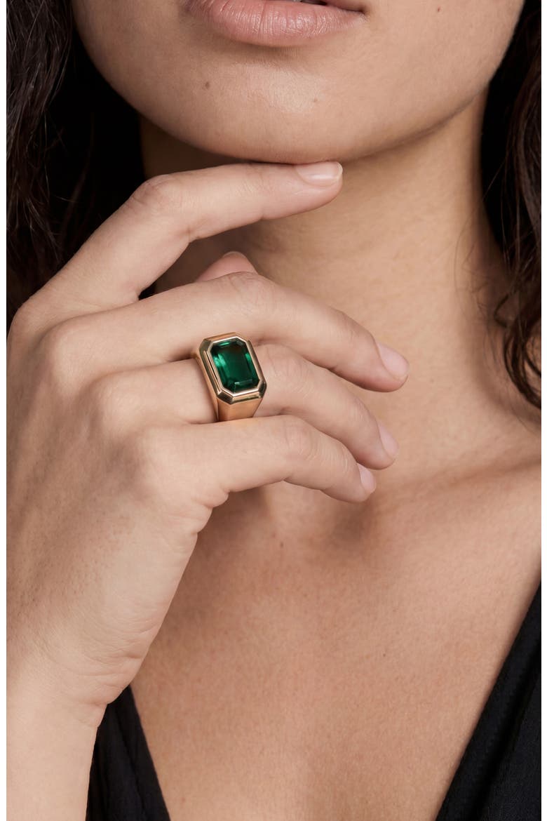 Crystal Signet Ring, Alternate, color, GREEN