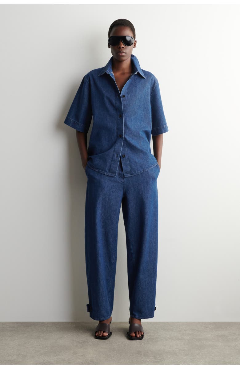 COS Boxy Short-sleeved Denim Shirt, Alternate, color, Dark Blue