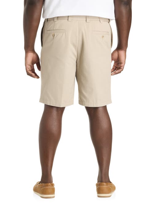 Harbor Bay By Dxl Big & Tall Waist-relaxer Cotton Shorts In Khaki