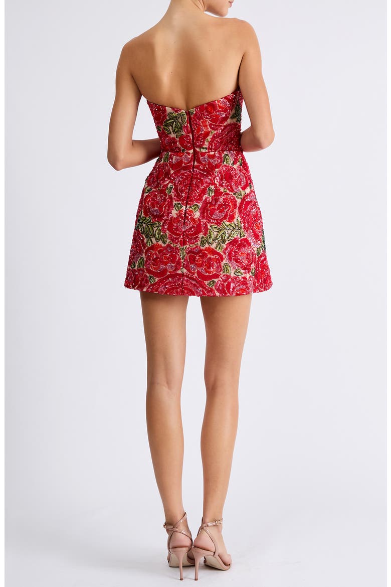 Caprice Embellished Strapless Cocktail Minidress, Alternate, color, ROSE RED