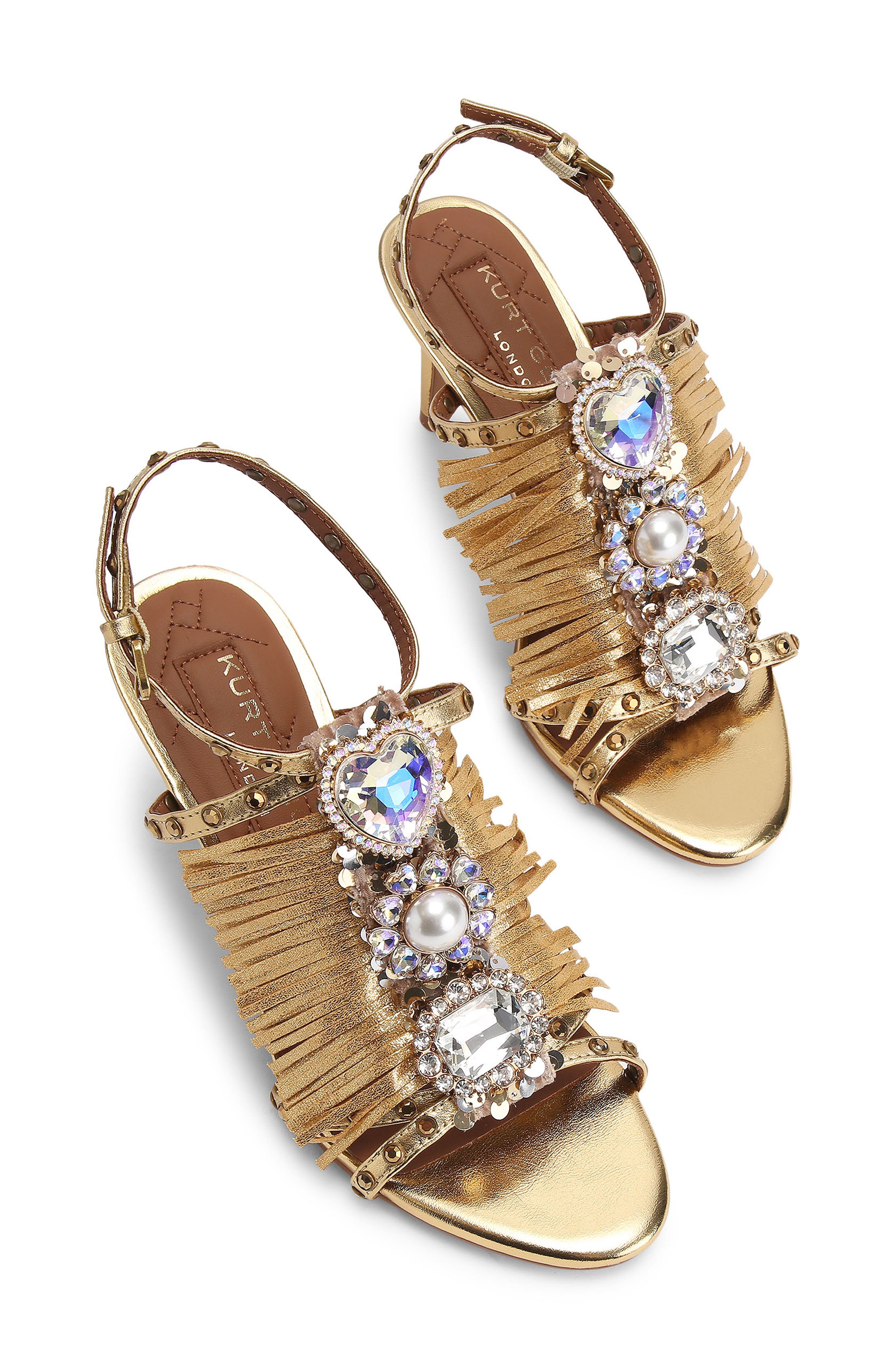 Kurt Geiger London Jewel Fringe Ankle Strap Sandal, Alternate, color, Gold