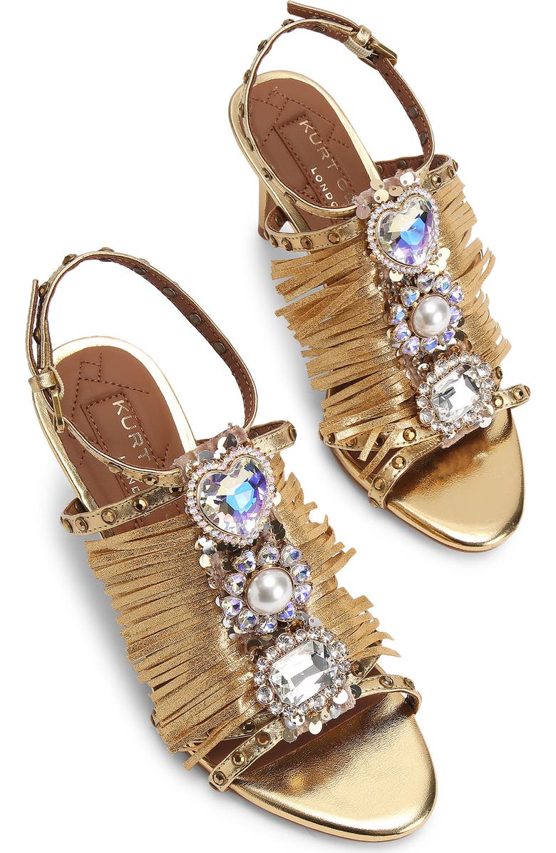Kurt Geiger London Jewel Fringe Ankle Strap Sandal, Alternate, color, Gold