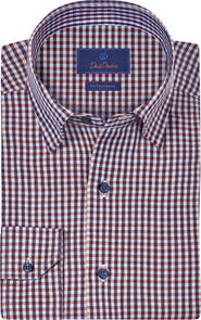 David Donahue Brushed Check Performance Sport Shirt