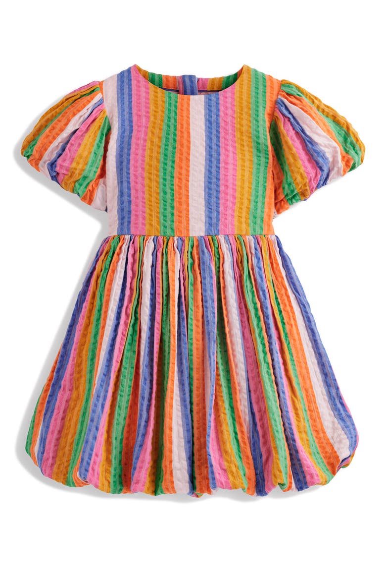 Kids' Stripe Bubble Hem Seersucker Dress, Main, color, MULTI STRIPE