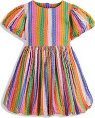 Mini Boden Kids' Stripe Bubble Hem Seersucker Dress
