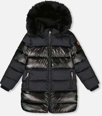 Long Metallic Puffy Winter Coat