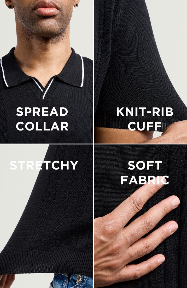 XRAY Johnny Collar Knit Polo Sweater, Alternate, color, Black/ White