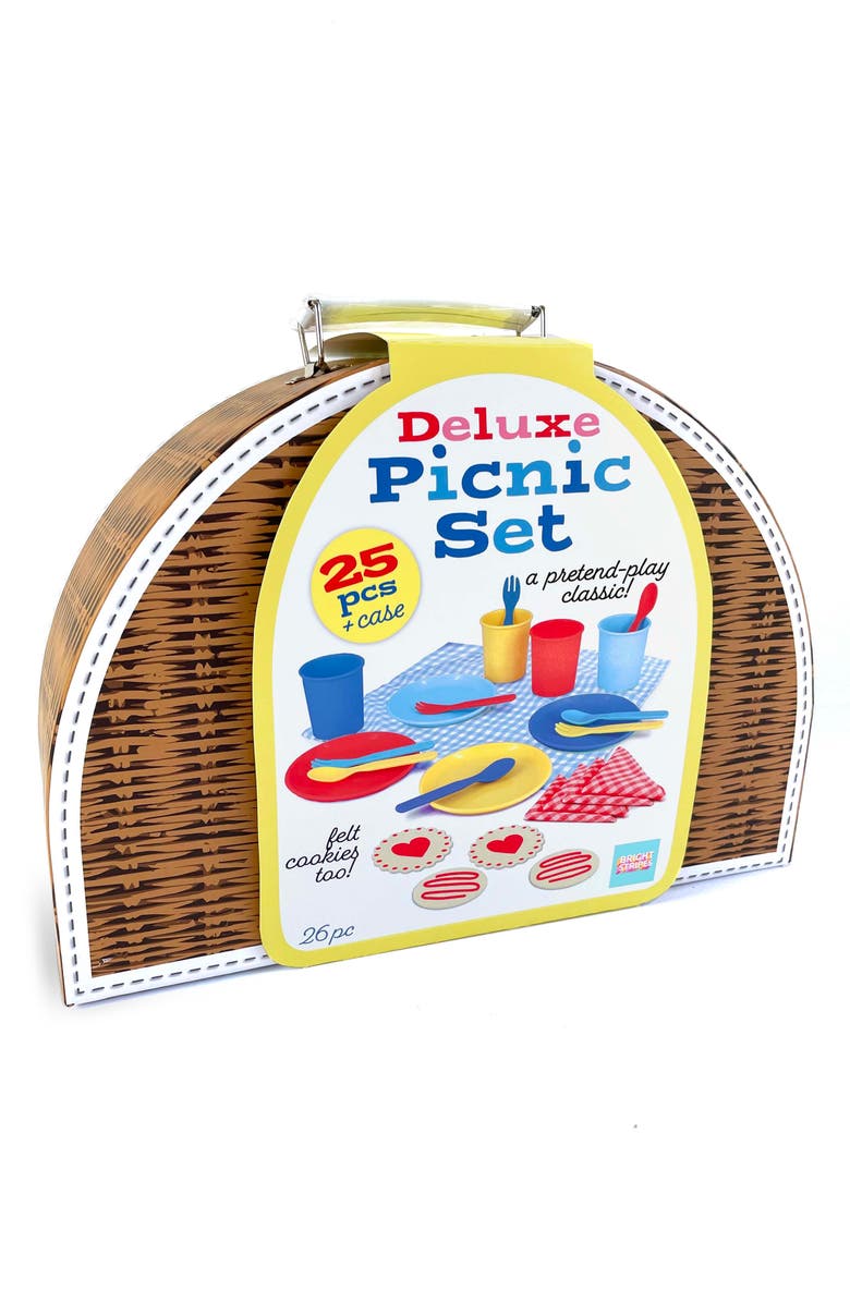 BRIGHT STRIPES 25-Piece Deluxe Picnic Set & Carrying Case, Main, color, Multi