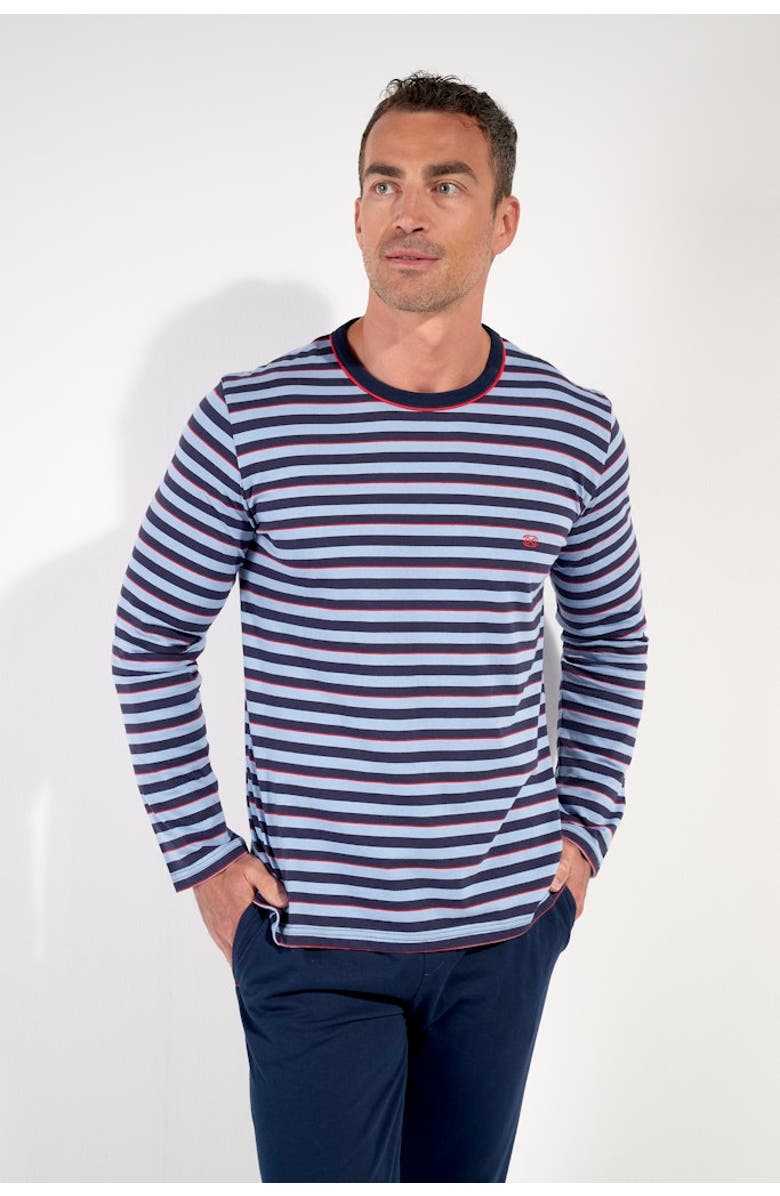 HOM Atlantic Long Pajama Set, Alternate, color, Blue Stripes