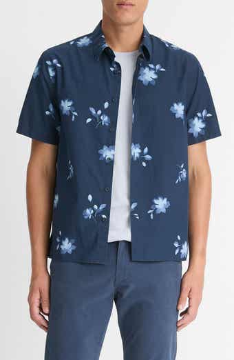 Vince Cascading Floral Short Sleeve Button-Up Shirt