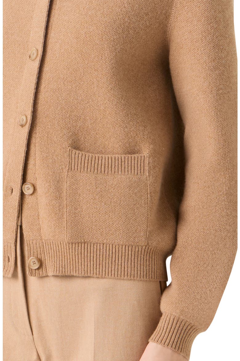 Cashmere Piqué Cardigan, Alternate, color, CAMEL