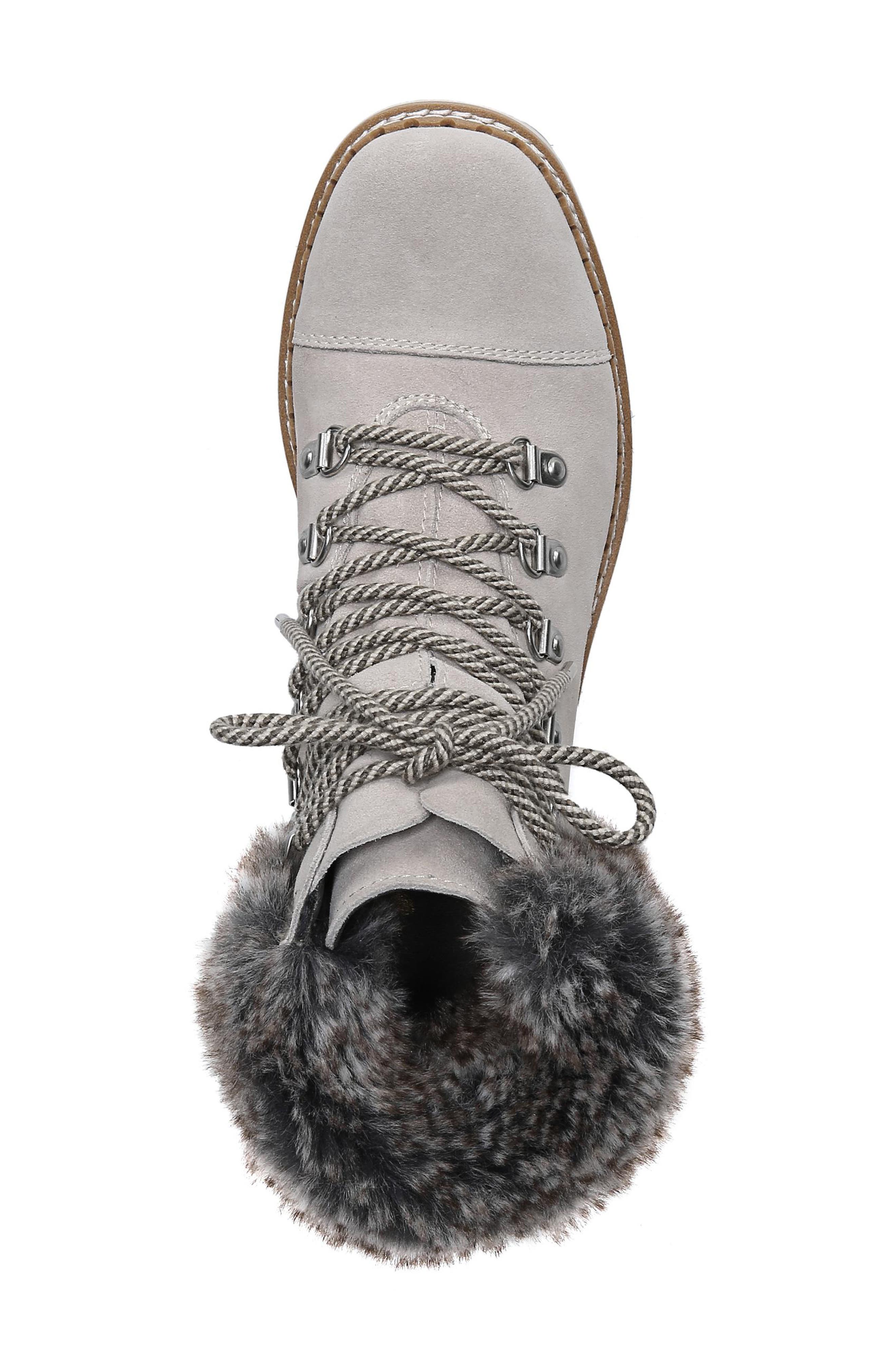 Bowen Faux Fur Trim Bootie, Alternate, color, BISTRO/ GREY SUEDE