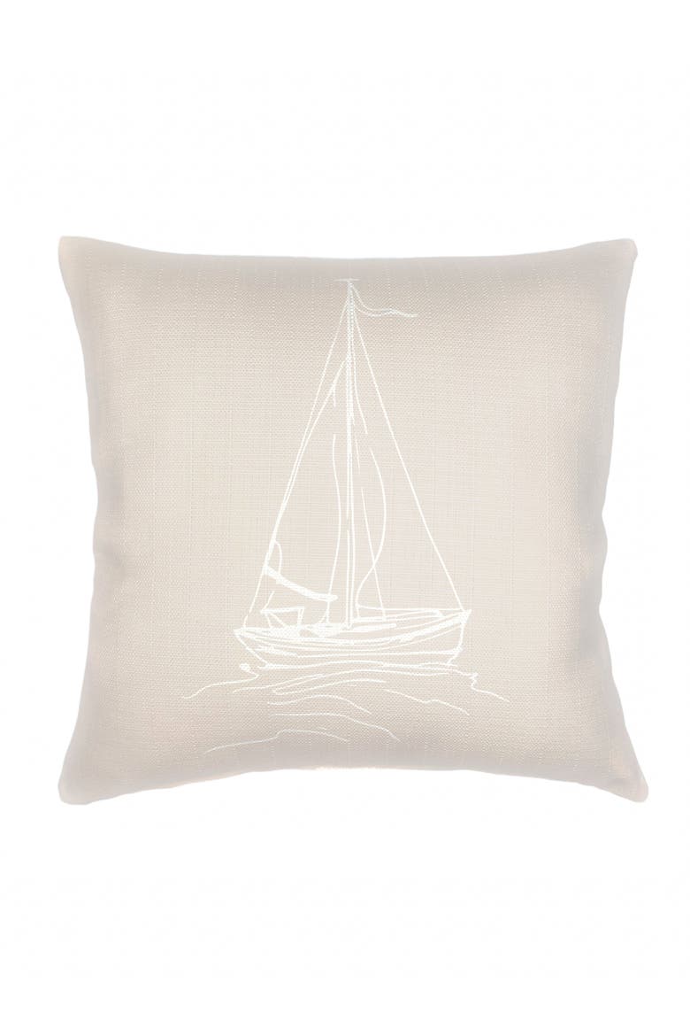 Sailboat Linen Pillow with Down Alternative Insert, Main, color, Beige