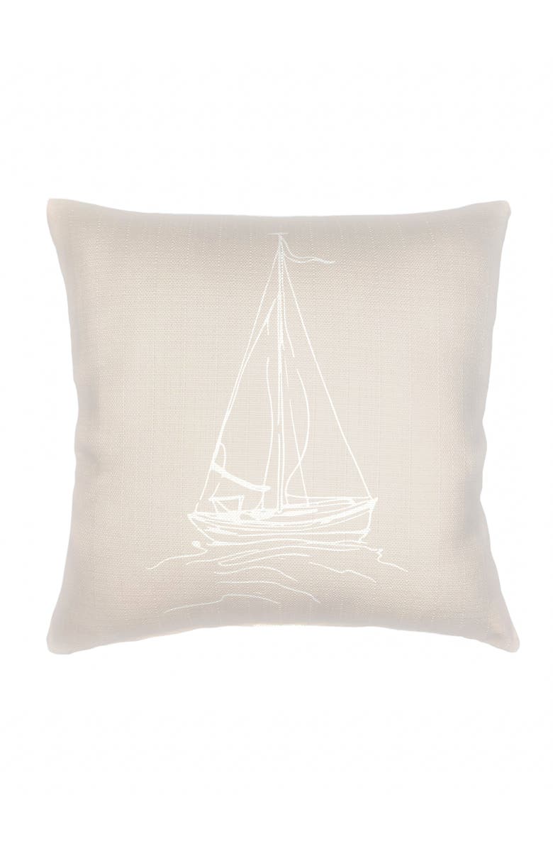 Anaya Sailboat Linen Pillow with Down Insert, Main, color, Beige