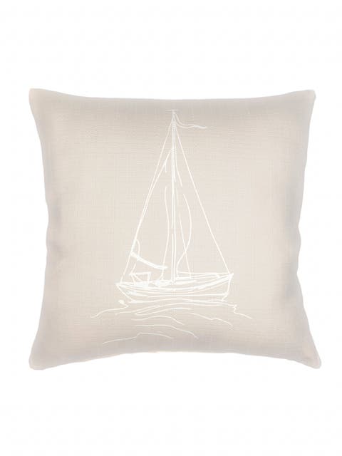 Sailboat Linen Pillow with Down Alternative Insert