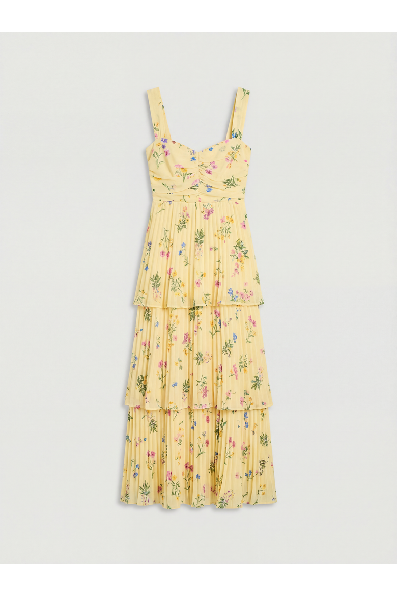 Petite Tie Shoulder Midi Dress, Alternate, color, Lemon