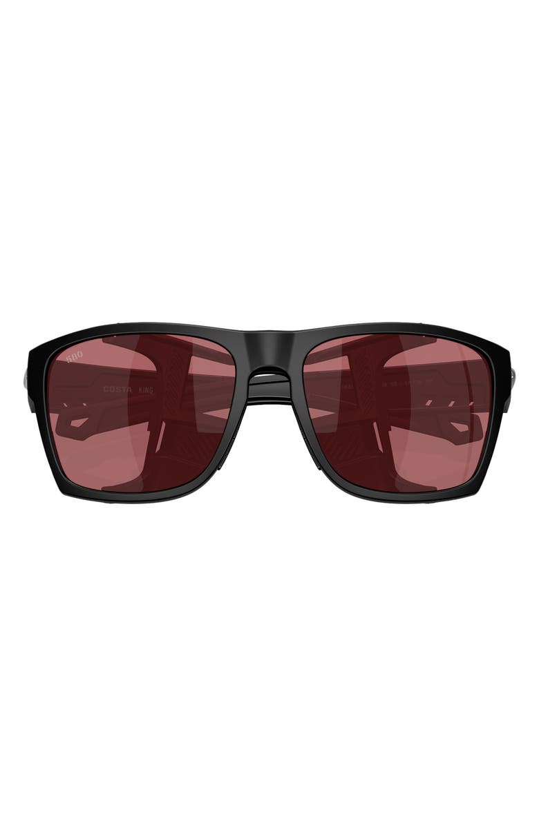 Costa Del Mar King Tide 58mm Rectangle Polarized Sunglasses, Alternate, color, Matte Black / Rose 580G