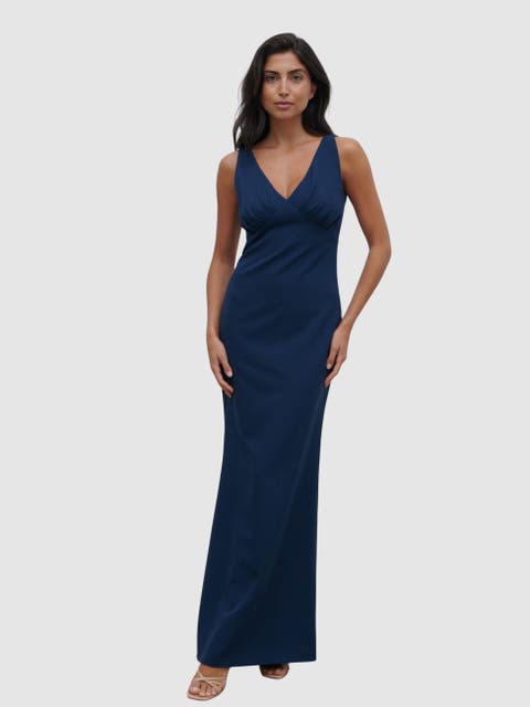 Esmee V-neck Crepe Maxi Bridesmaid Dress