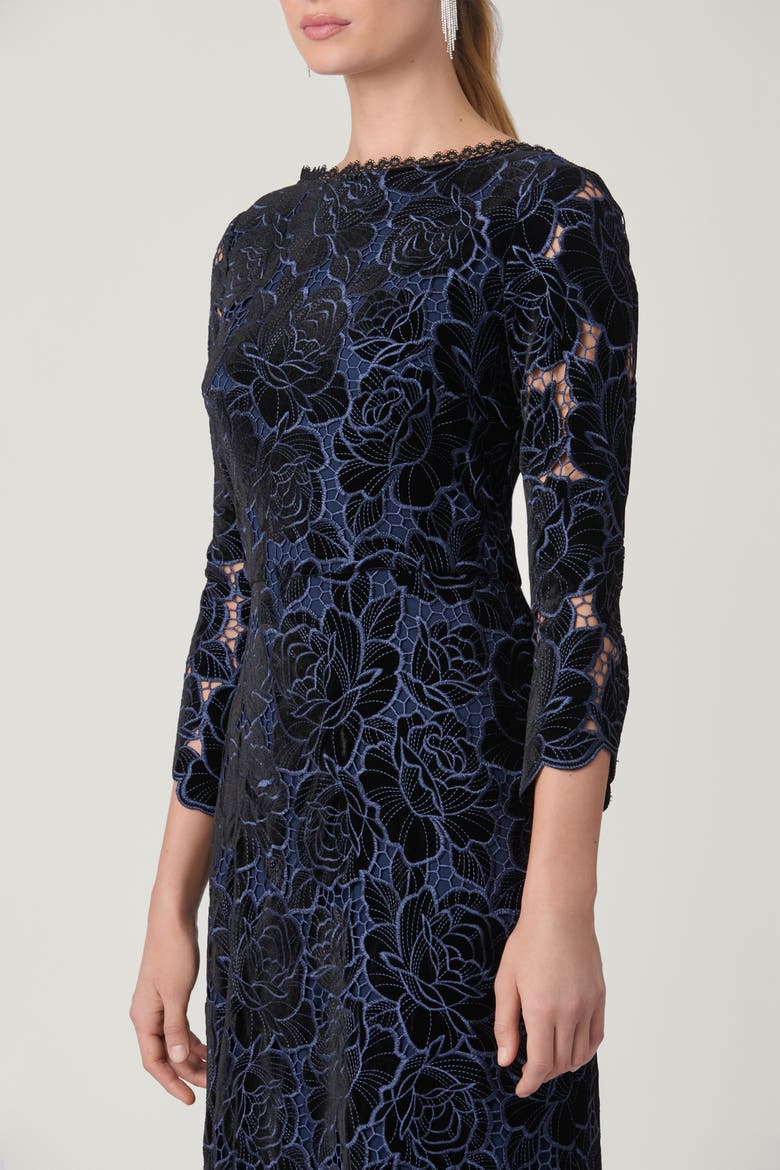 Monroe Velvet Lace Brianna Dress, Alternate, color, Jet/Navy