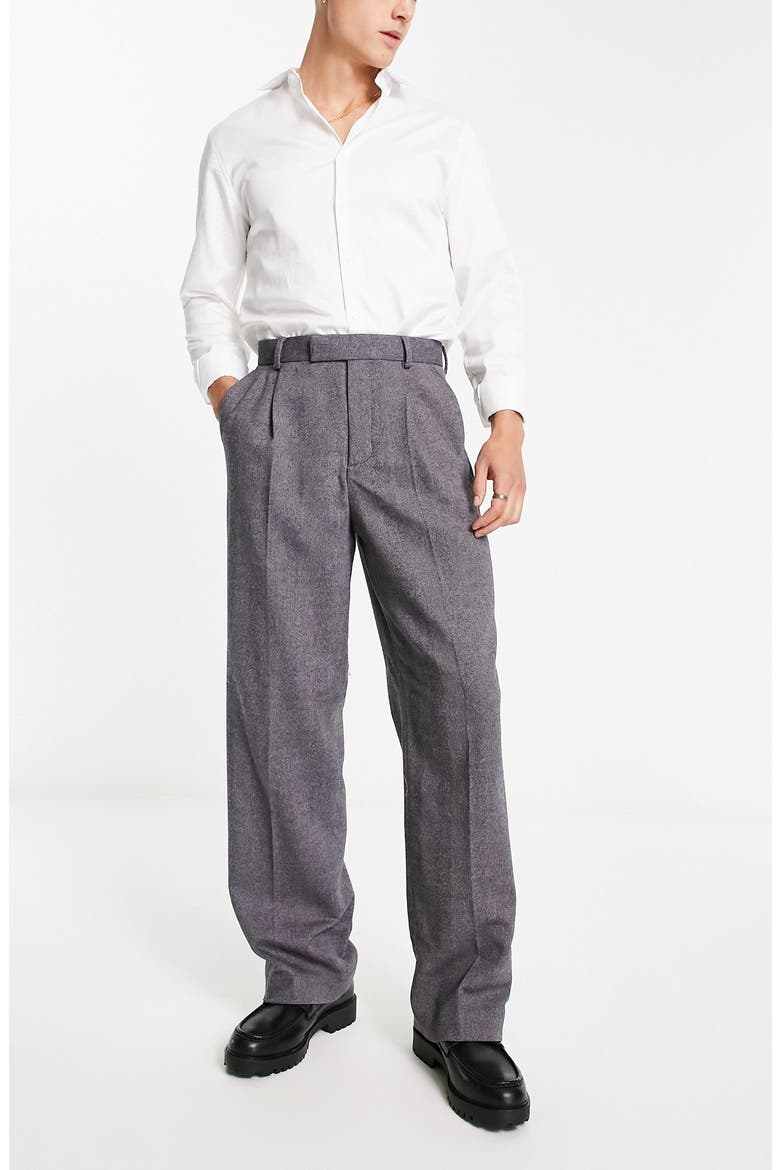 Pleated Wide Leg Trousers, Main, color, CHARCOAL