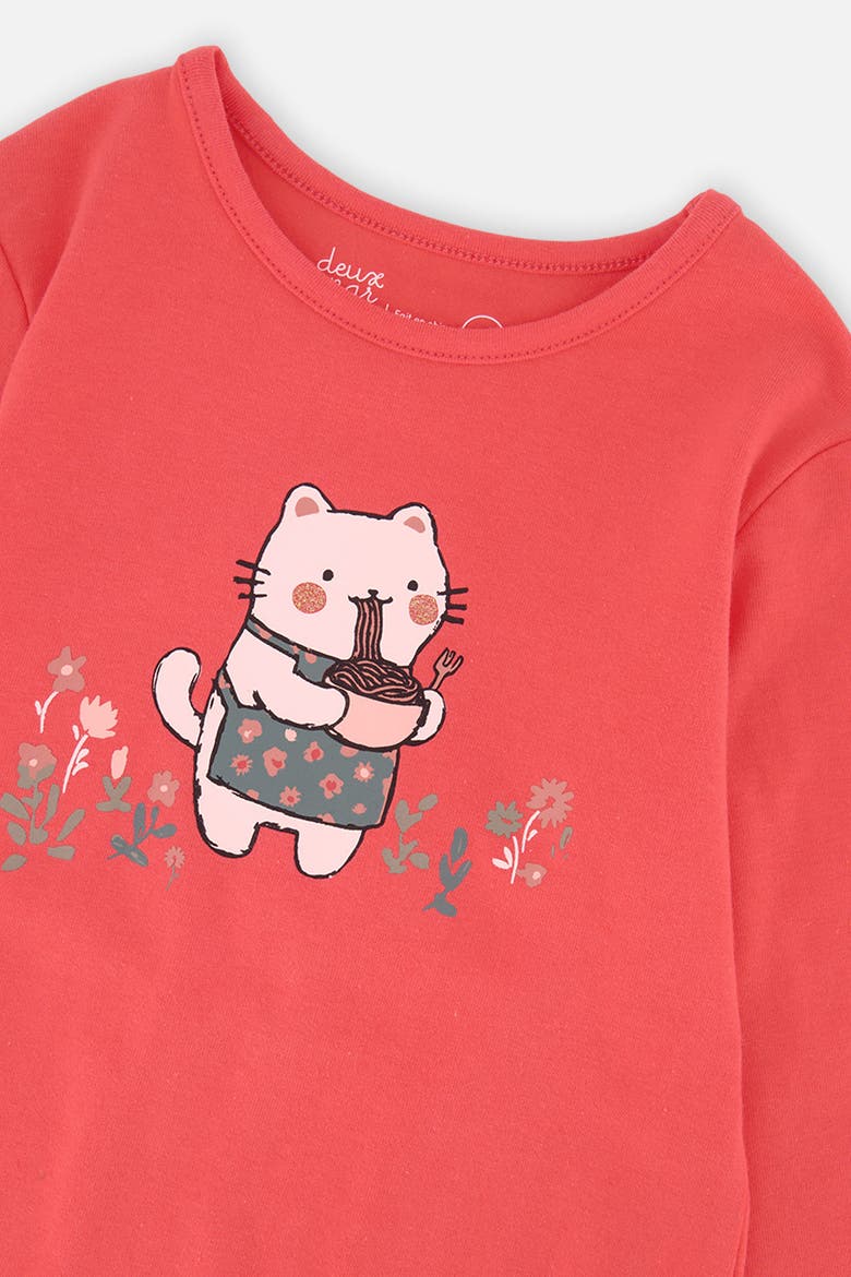 Organic Cotton Cat Noodle Long Sleeve T-Shirt, Alternate, color, Coral Pink