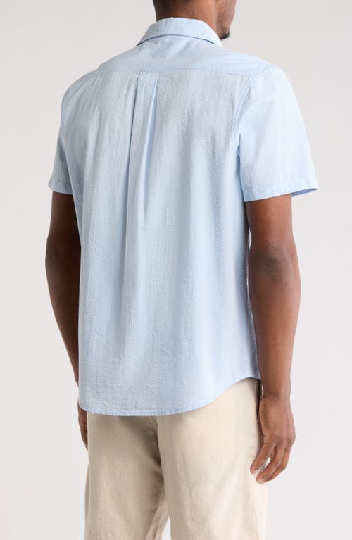 14th & Union Seersucker Short Sleeve Cotton Button-up Shirt In Blue Skyway