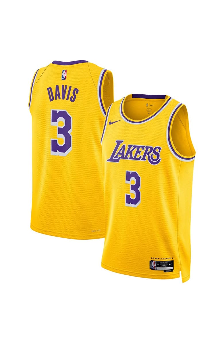 Nike Unisex Nike Anthony Davis Gold Los Angeles Lakers Swingman Jersey - Icon Edition, Alternate, color,